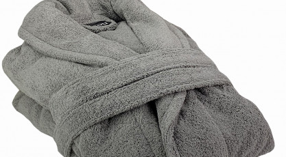 Peignoir de bain gris velours homme femme