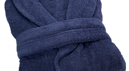 Peignoir de bain coton peigné 500g/m2 Bleu Marine